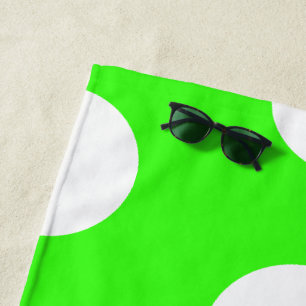 Neon Grün Weiße Große Tupfen Strandtuch