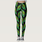Neon-grüne Blätter - Fraktal, Leggings (Vorderseite)