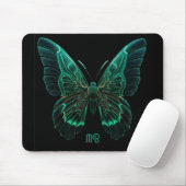 Neon-grüne leuchtende Schmetterlingskunst Mousepad (Mit Mouse)
