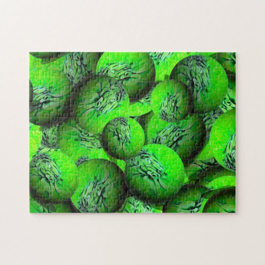 Neon-grüne Sphären in 3D-Optik Puzzle (Horizontal)