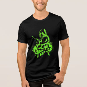 Neon-grüne urbane Street-Art-Graffiti-Grafik Tri-Blend Shirt