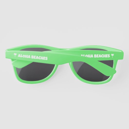 Neon-grüne Wayfarer-Sonnenbrille mit Logo aus Palm (Rückseite)