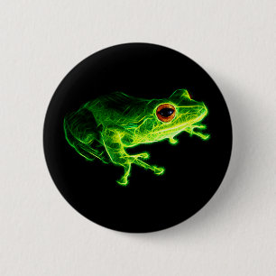Neon-grüner elektrischer Laubfrosch - Leuchtendes  Button