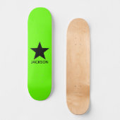 Neon-grüner Hintergrund Schwarzer Stern Benutzerde Skateboard (Vorderseite)
