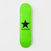 Neon-grüner Hintergrund Schwarzer Stern Benutzerde Skateboard (Vorderseite)