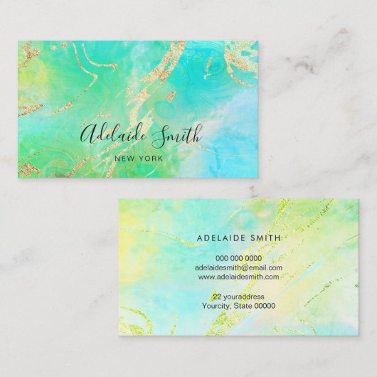 Neon-grüner und blauer Marmor Visitenkarte (Vorne/Hinten)