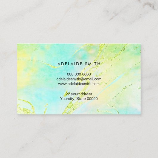 Neon-grüner und blauer Marmor Visitenkarte (Rückseite)