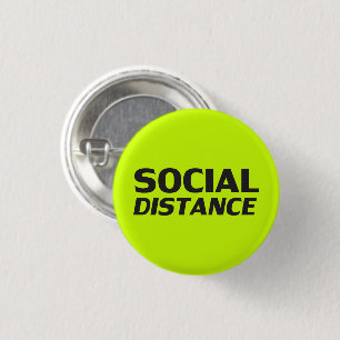 Neon-grünes schwarzes Button in sozialer Entfernun
