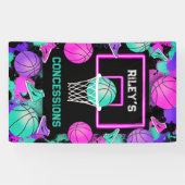 Neon Grunge Paint Spritzer Basketball Konzessionen Banner (Horizontal)