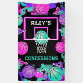 Neon Grunge Paint Spritzer Basketball Konzessionen Banner (Vertikal)