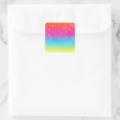 Neon Grunge Regenbogendesign Quadratischer Aufkleber (Tasche)