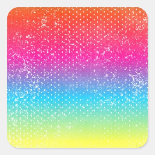 Neon Grunge Regenbogendesign Quadratischer Aufkleber (Vorderseite)
