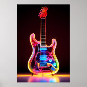 Neon Guitar Art Print Poster (Vorne)