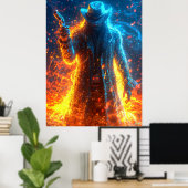 Neon Gunslinger - Cyberpunk-Gesetzlosigkeit im Wes Poster (Heimbüro)