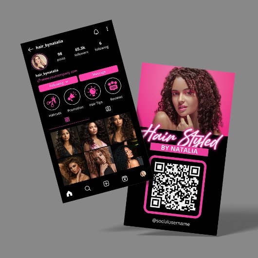 Neon Haare Salon Instagramm Profil Qr Code Visitenkarte