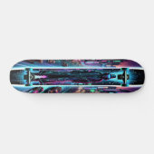"Neon Hacker: Cyberpunk Cityscape Skateboard (Horizontal)