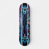 "Neon Hacker: Cyberpunk Cityscape Skateboard (Vorne)