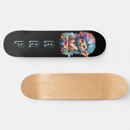 *~* Neon Hair Rainbow Troll AP89 Initial Skateboard (Horizontal)