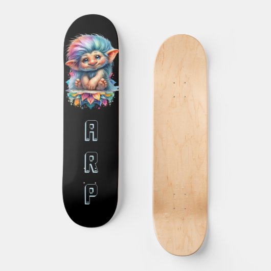 *~* Neon Hair Rainbow Troll AP89 Initial Skateboard (Vorderseite)