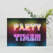Neon Halftone Party Einladung (Stehend Vorderseite)