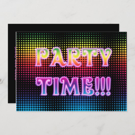 Neon Halftone Party Einladung (Vorne/Hinten)