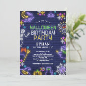 Neon Halloween 11. Geburtstagsparty Einladung (Stehend Vorderseite)