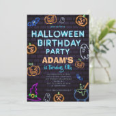 Neon Halloween Birthday Party Invitation Einladung (Stehend Vorderseite)