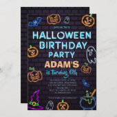 Neon Halloween Birthday Party Invitation Einladung (Vorne/Hinten)