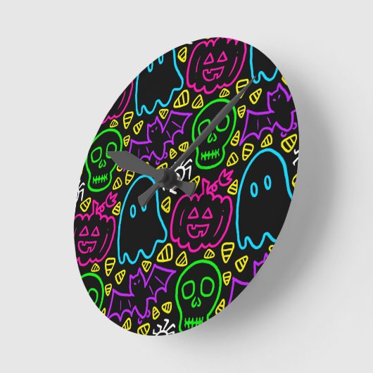 Neon Halloween Clock Runde Wanduhr (Winkel)