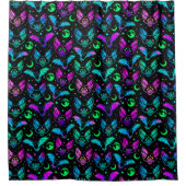 Neon Halloween Fledermäuse, Katzen, Monde und Ster Duschvorhang (Vorderseite)