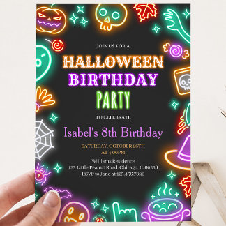 Neon Halloween Geburtstag Einladung