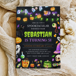 Neon Halloween Geburtstagsparty, Halloween Geburts Einladung