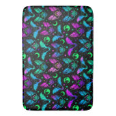 Neon Halloween Katzen, Fledermäuse, Monde und Ster Badematte (Vorderseite Vertikal)