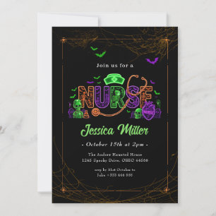 Neon-Halloween-Krankenschwester-Party-Einladung Einladung