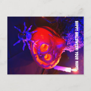 Neon Halloween-Kürbisse Ankündigungspostkarte