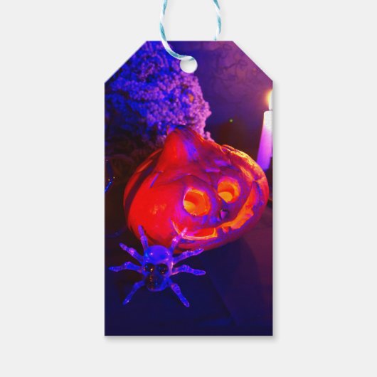 Neon-Halloween-Kürbisse Geschenkanhänger (Vorderseite)