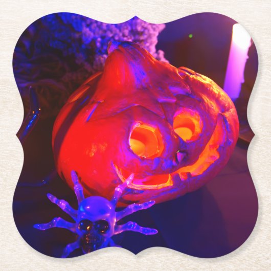 Neon-Halloween-Kürbisse Untersetzer (Vorderseite)