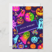 Neon Halloween Leichte Regenbogen Gwer Party Einladung (Rückseite)