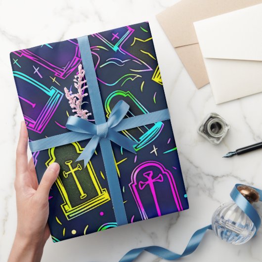 Neon-Halloween-Muster  Geschenkpapier (Schenken)
