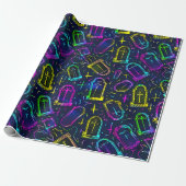 Neon-Halloween-Muster  Geschenkpapier (Ungerollt)