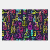 Neon-Halloween-Muster Geschenkpapier Set (Vorderseite)