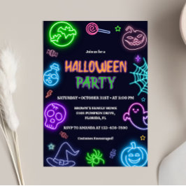 Neon Halloween-Party Einladung
