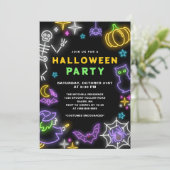 Neon Halloween-Party Einladung (Stehend Vorderseite)