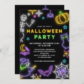 Neon Halloween-Party Einladung (Vorne/Hinten)