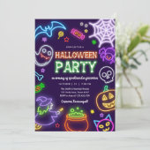 Neon Halloween Party Glow in the Dark Spooktacular Einladung (Stehend Vorderseite)