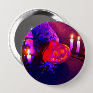Neon Halloween pumpkins Button