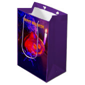 Neon Halloween pumpkins Mittlere Geschenktüte (Vorderseite Schrägansicht)