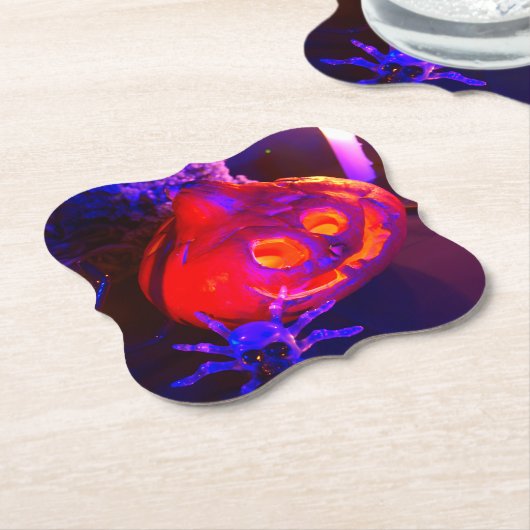 Neon Halloween pumpkins Untersetzer (angewinkelt)