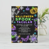 Neon Halloween Spooktacular Einladung (Stehend Vorderseite)