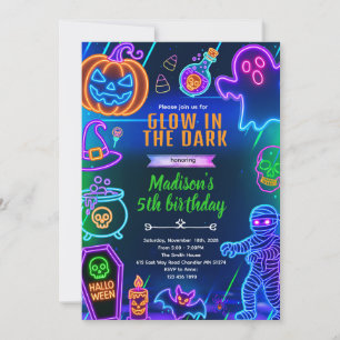 Neon-Halloween-Tanzparty-Einladung Einladung